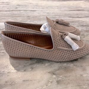 Franco Sarto Taupe, Perforated Loafers